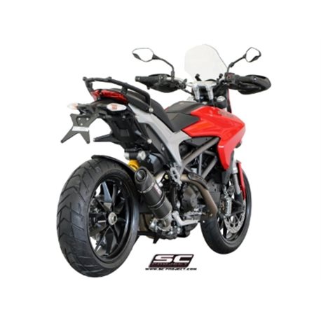 DUCATI HYPERMOTARD 821 (2013 - 2016) Escape Oval carbono, posición baja