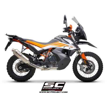 KTM 890 ADVENTURE / 890 ADVENTURE A2 (2021-2024) Línea de escape completa 2-1 titanio, con escape Rally Raid titanio