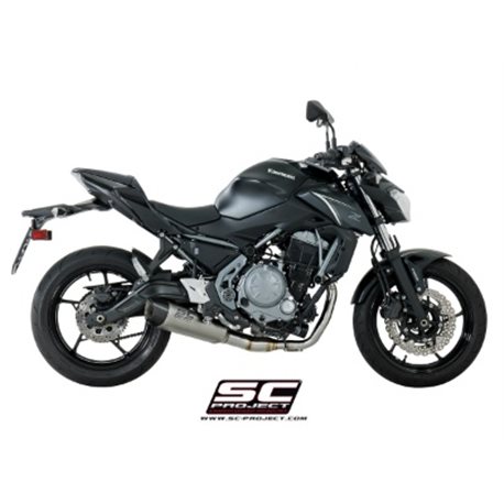 KAWASAKI Z650 (2017 - 2019) Línea de escape completa 2-1 acero inoxidable, con escape SC1-R GT titanio