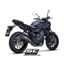 YAMAHA MT-07 (2021 - 2024) Línea de escape completa 2-1 acero inoxidable, negro mate, con escape SC1-S carbono