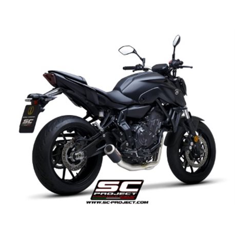 YAMAHA MT-07 (2021 - 2024) Línea de escape completa 2-1 acero inoxidable, con escape CR-T carbono