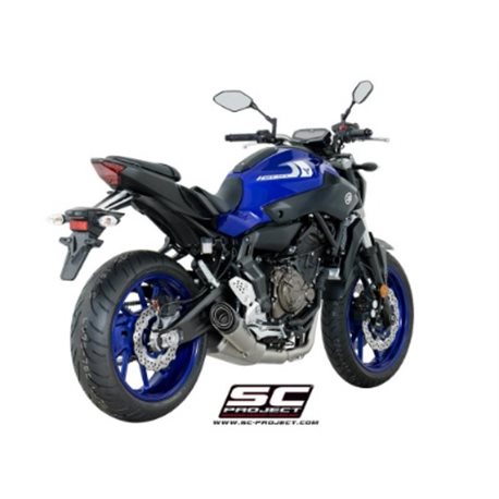 YAMAHA MT-07 (2017 - 2020) Línea de escape completa 2-1 acero inoxidable, con escape S1 titanio