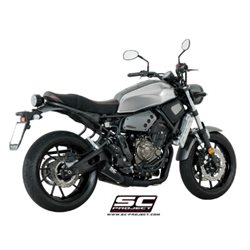 YAMAHA MT-07 (2017 - 2020) Línea de escape completa 2-1 acero inoxidable, con escape Conico 70s acero inoxidable, negro mate