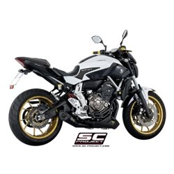 YAMAHA MT-07 (2013 - 2016) Línea de escape completa 2-1 acero inoxidable, con escape S1 acero inoxidable, negro mate