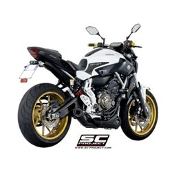 YAMAHA MT-07 (2013 - 2016) Línea de escape completa 2-1 acero inoxidable, con escape Conic acero inoxidable, negro mate