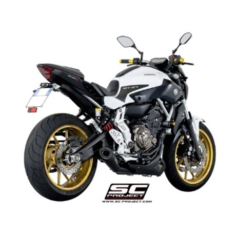 YAMAHA MT-07 (2013 - 2016) Línea de escape completa 2-1 acero inoxidable, con escape Conic acero inoxidable, negro mate