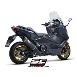 YAMAHA TMAX 560 (2022 - 2024) Línea de escape completa 2-1 acero inoxidable, negro mate, con escape SC1-R carbono