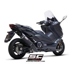 YAMAHA TMAX 560 (2020 - 2021) Línea de escape completa 2-1 acero inoxidable, negro mate, con escape SC1-R carbono