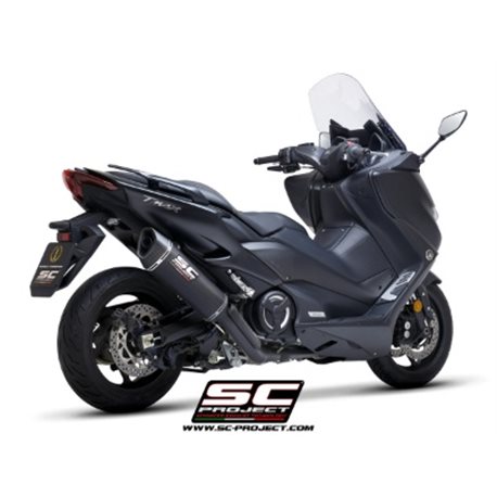 YAMAHA TMAX 560 (2020 - 2021) Línea de escape completa 2-1 acero inoxidable, negro mate, con escape SC1-R carbono