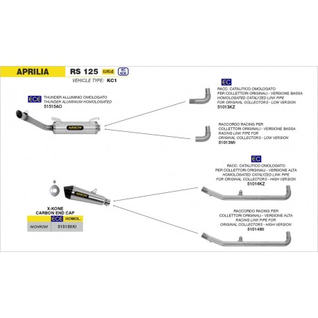 APRILIA RS 125 2018 - 2020 COLECTORES ARROW