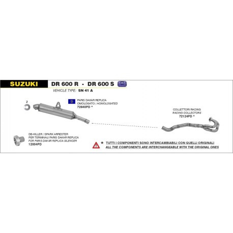 SUZUKI DR 600 R/S 1985 - 1990 COLECTORES ARROW