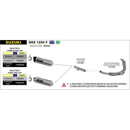 SUZUKI GSX 1250 F 2010 - 2016 COLECTORES ARROW