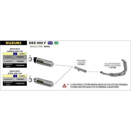 SUZUKI GSX 650 F 2007 - 2015 COLECTORES ARROW