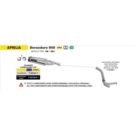 APRILIA DORSODURO 900 2017 - 2019 COLECTORES ARROW