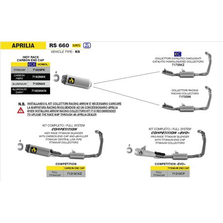 APRILIA RS 660 2020 - 2024 COLECTORES ARROW