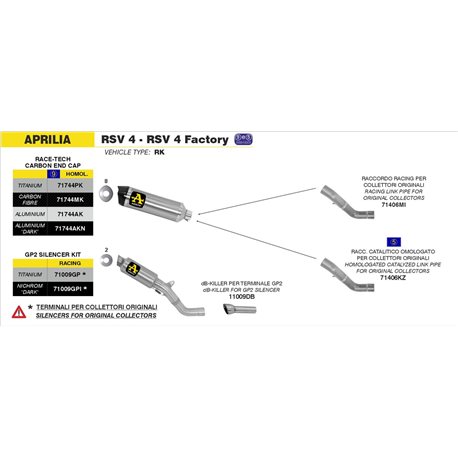 APRILIA RSV 4 2009 - 2015 COLECTORES ARROW