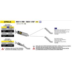 APRILIA RSV 4 RR / RF 2017 - 2018 COLECTORES ARROW