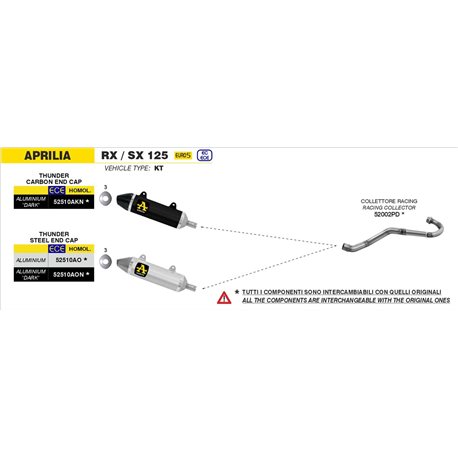 APRILIA RX / SX 125 2021 - 2024 COLECTORES ARROW